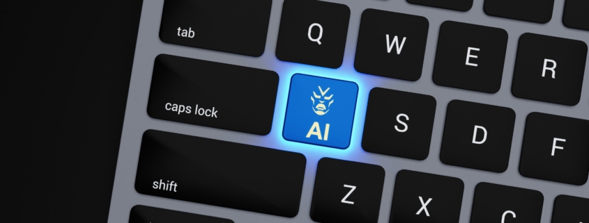 a close up of a keyboard with a blue button