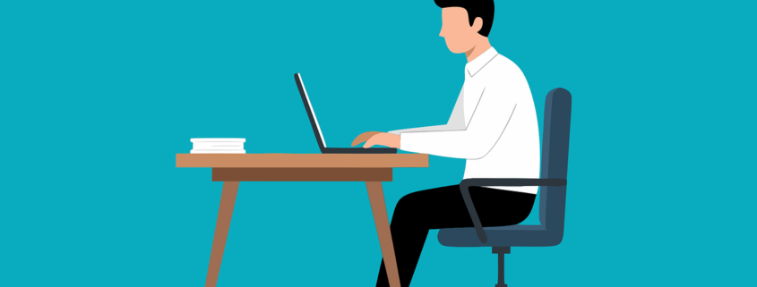 Free office worker computer vector